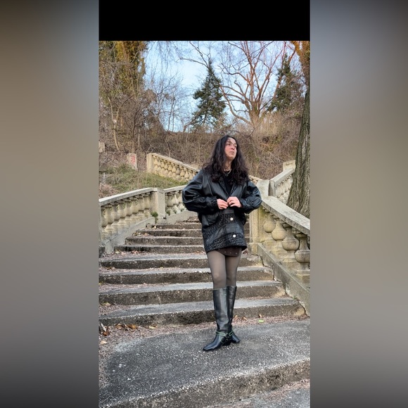 Vera Pelle 80s vintage batwing leather jkt w/printed viscose lining Looks New! - Picture 8 of 14